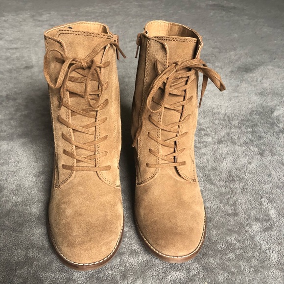 Lucky Brand Shoes - Lucky Brand Yoanna Lace up Wedge Suede Booties